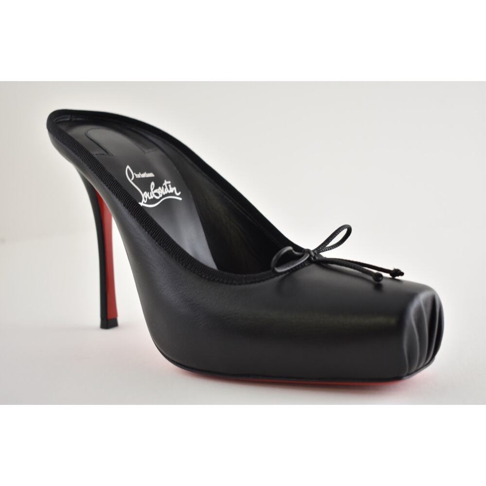 Christian Louboutin Cassia Mule 100 Black Leather Ballet Slip On Heel Pump 37.5 - Picture 6 of 15